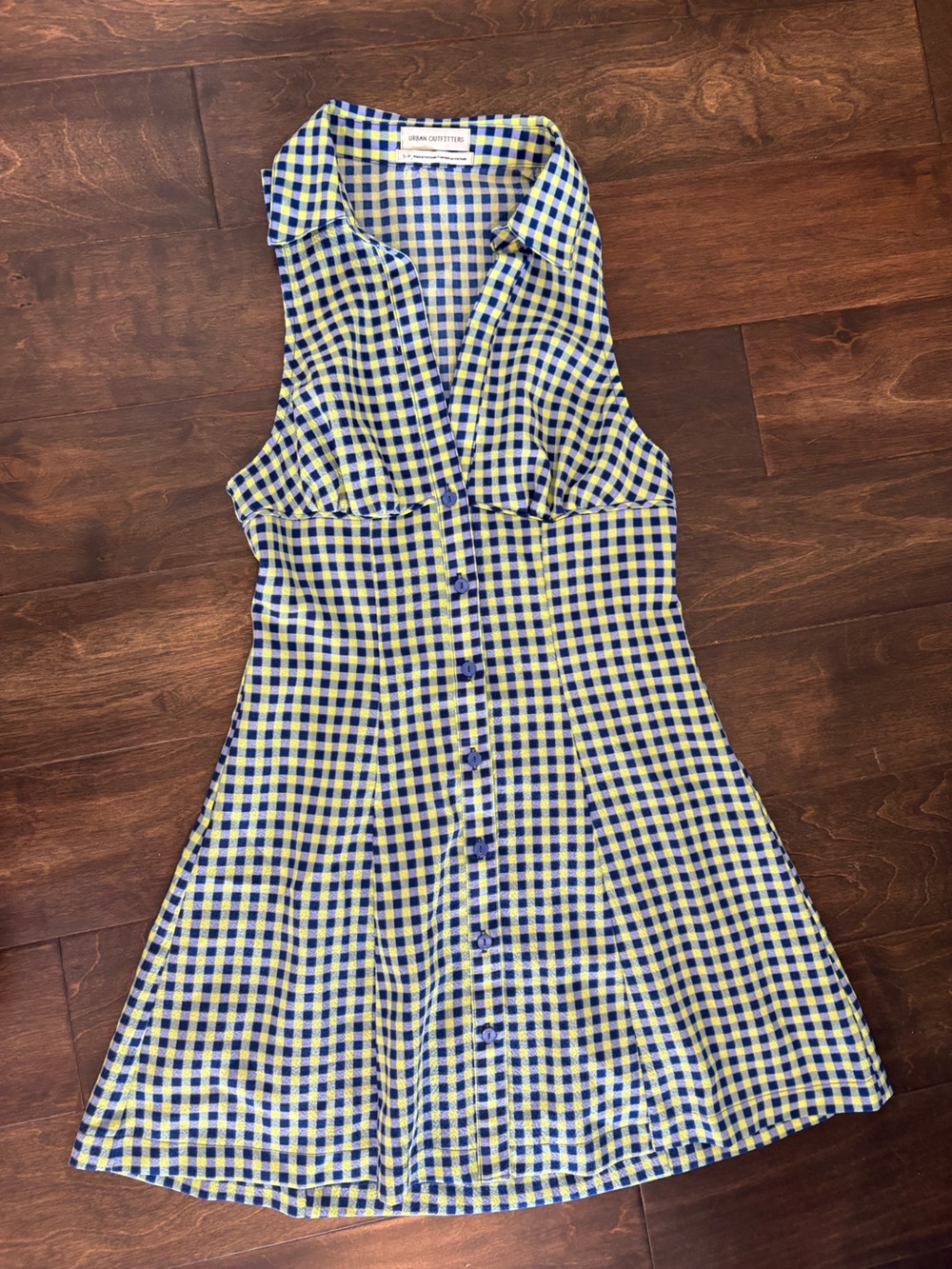 Urban Outfitters Yellow & Navy Gingham Dress